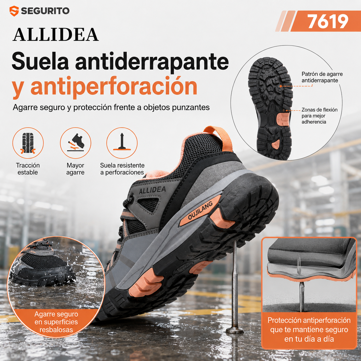 ALLIDEA 7619 |Zapatos de Seguridad para Mujer Deportivos Altos Punta de Acero NOM-113
