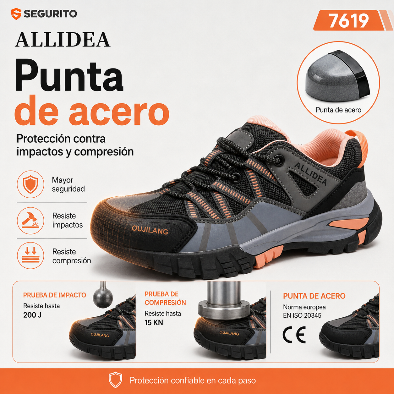 ALLIDEA 7619 |Zapatos de Seguridad para Mujer Deportivos Altos Punta de Acero NOM-113