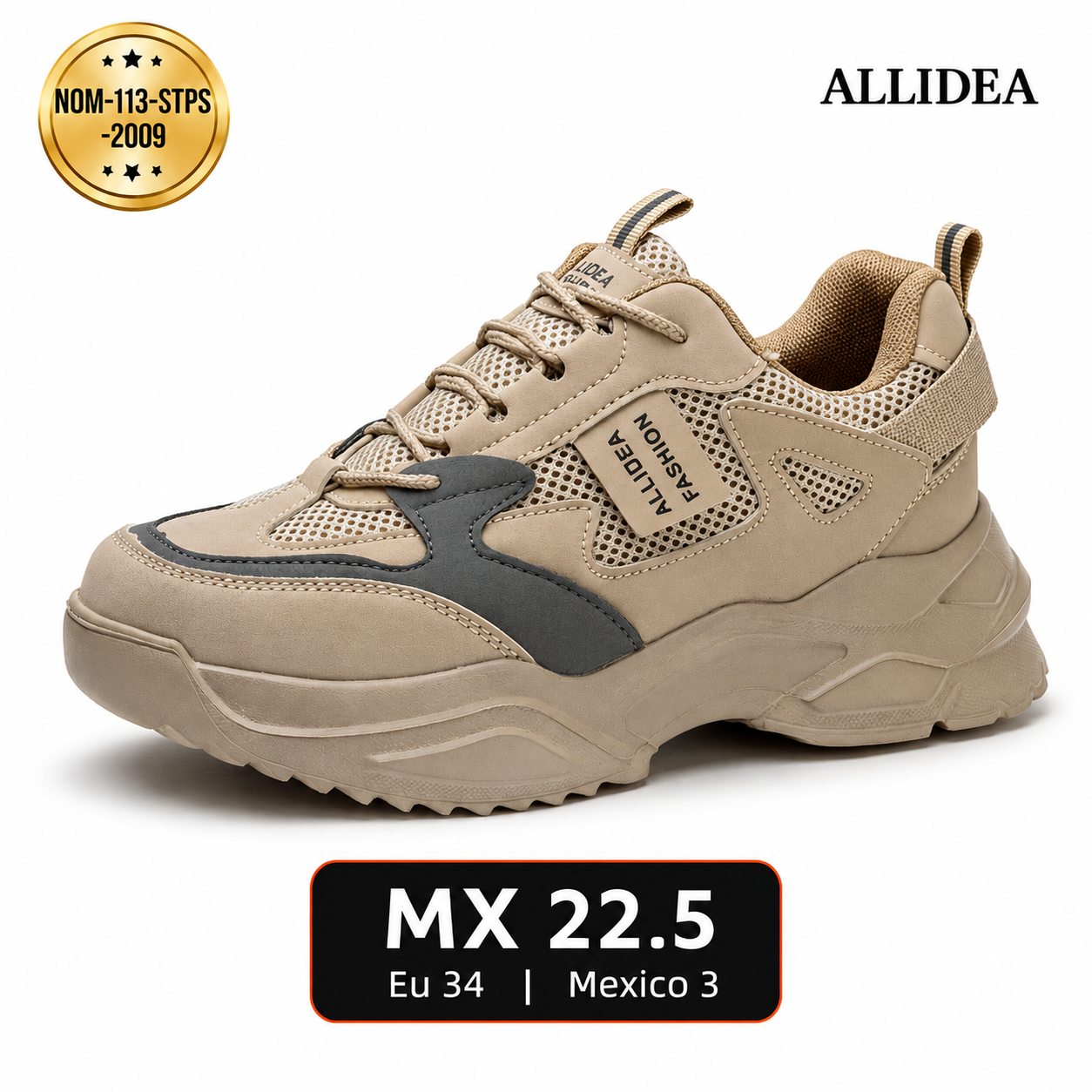 ALLIDEA A3 Caqui Zapato de Seguridad para Mujer Ligero Antiderrapante NOM-113