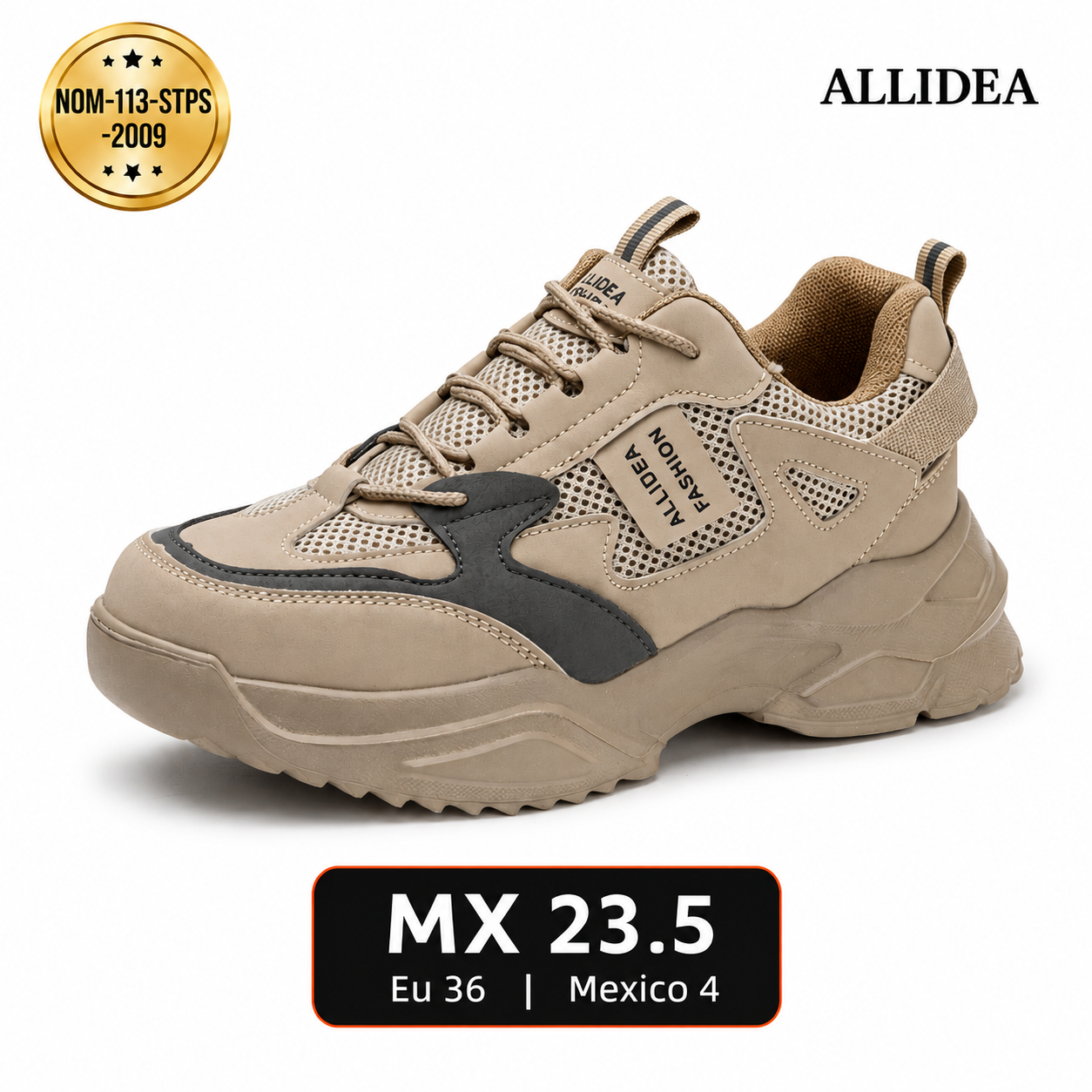 ALLIDEA A3 Caqui Zapato de Seguridad para Mujer Ligero Antiderrapante NOM-113
