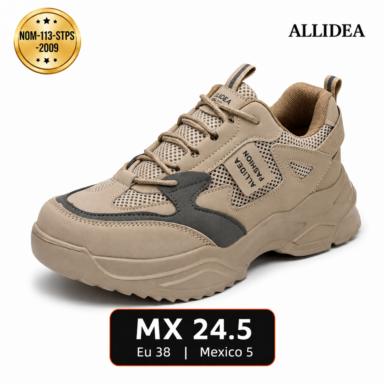 ALLIDEA A3 Caqui Zapato de Seguridad para Mujer Ligero Antiderrapante NOM-113