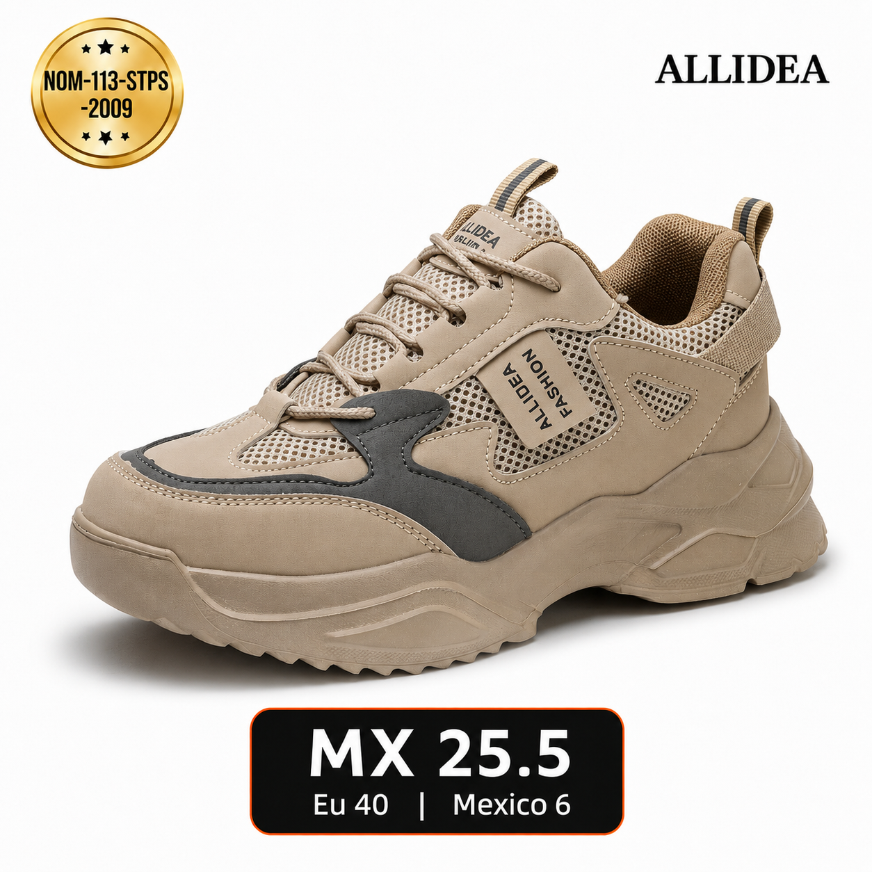 ALLIDEA A3 Caqui Zapato de Seguridad para Mujer Ligero Antiderrapante NOM-113