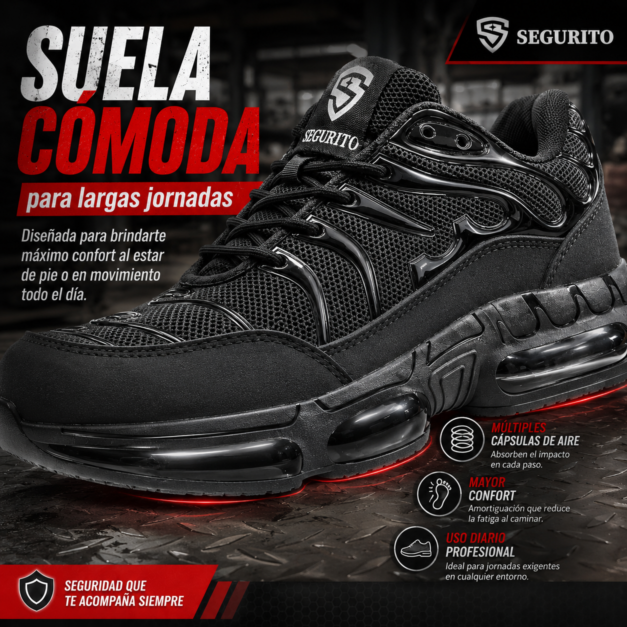 SEGURITO F6 Zapatos de Malla Transpirable Ultraligeros con Punta de Acero NOM-113