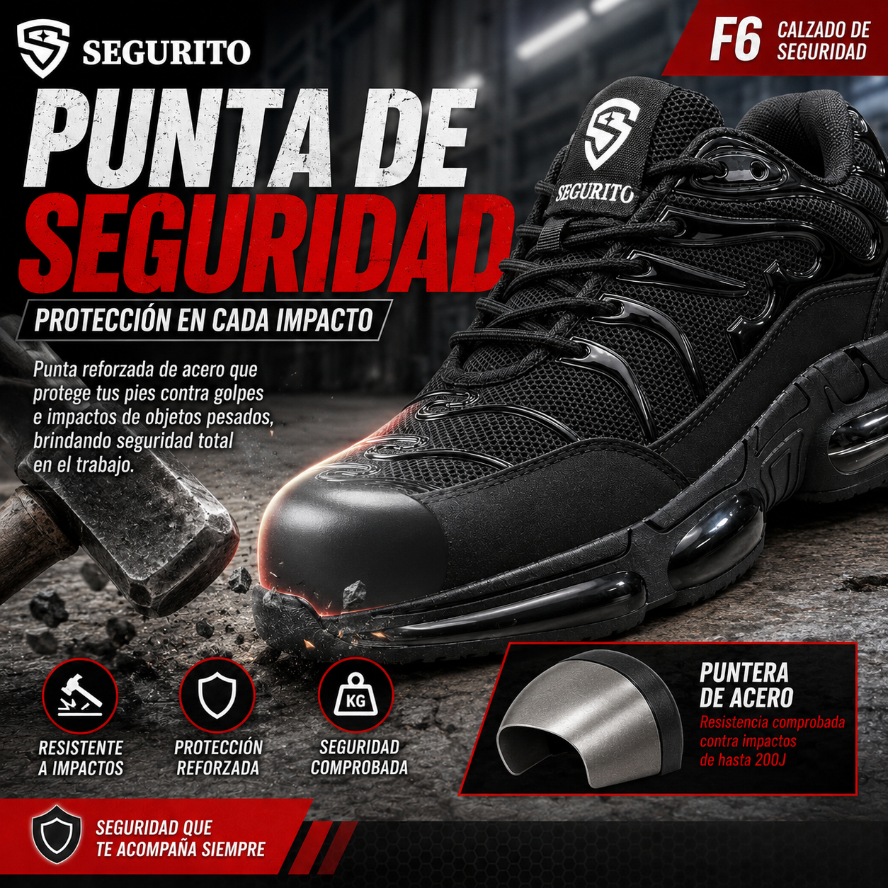 SEGURITO F6 Zapatos de Malla Transpirable Ultraligeros con Punta de Acero NOM-113