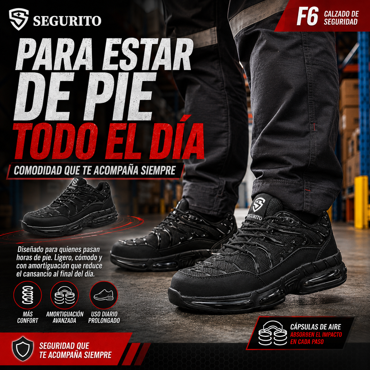 SEGURITO F6 Zapatos de Malla Transpirable Ultraligeros con Punta de Acero NOM-113