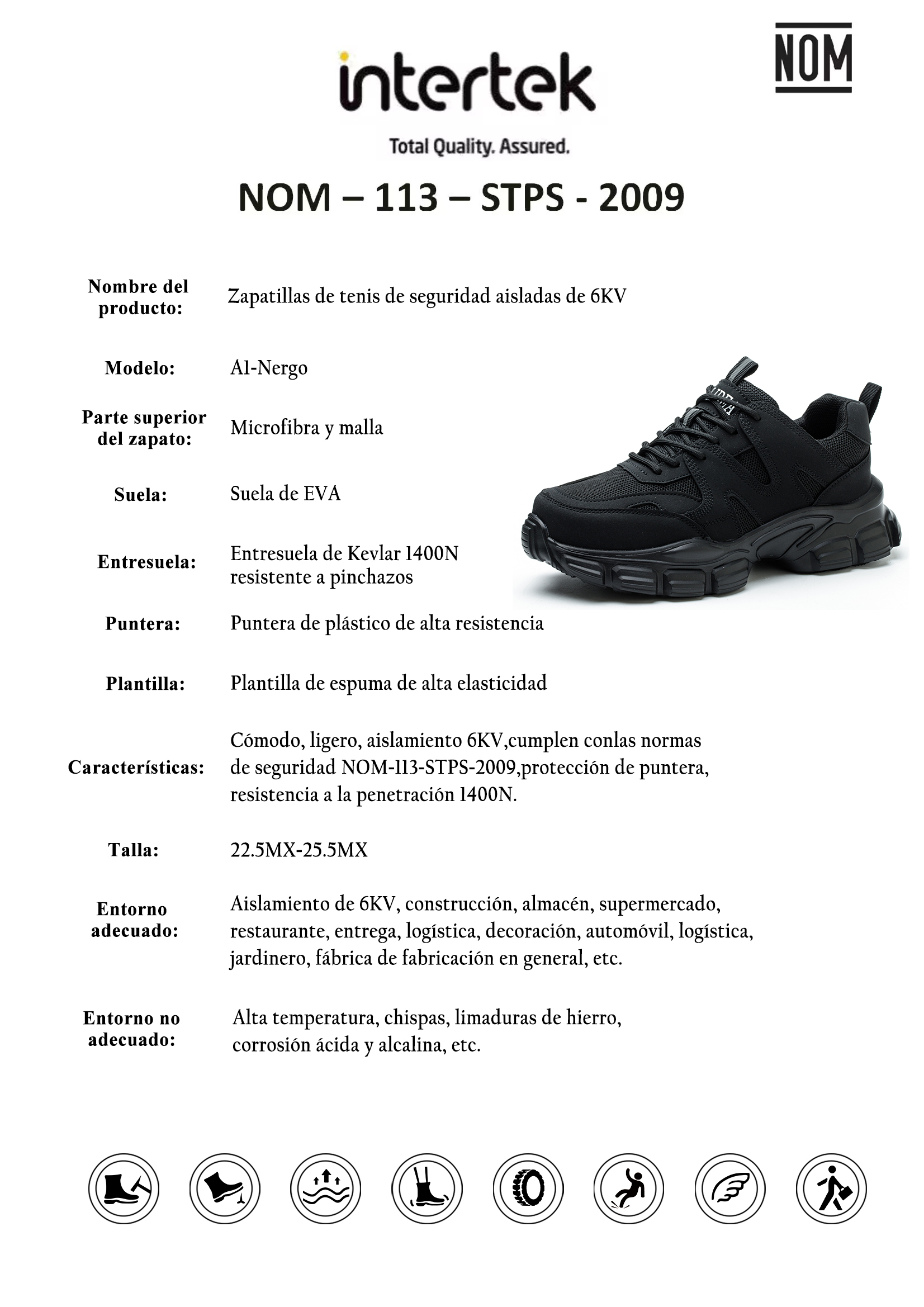 ALLIDEA A1 Negro | Zapatos de Seguridad para Mujer Deportivos Transpirables NOM-113