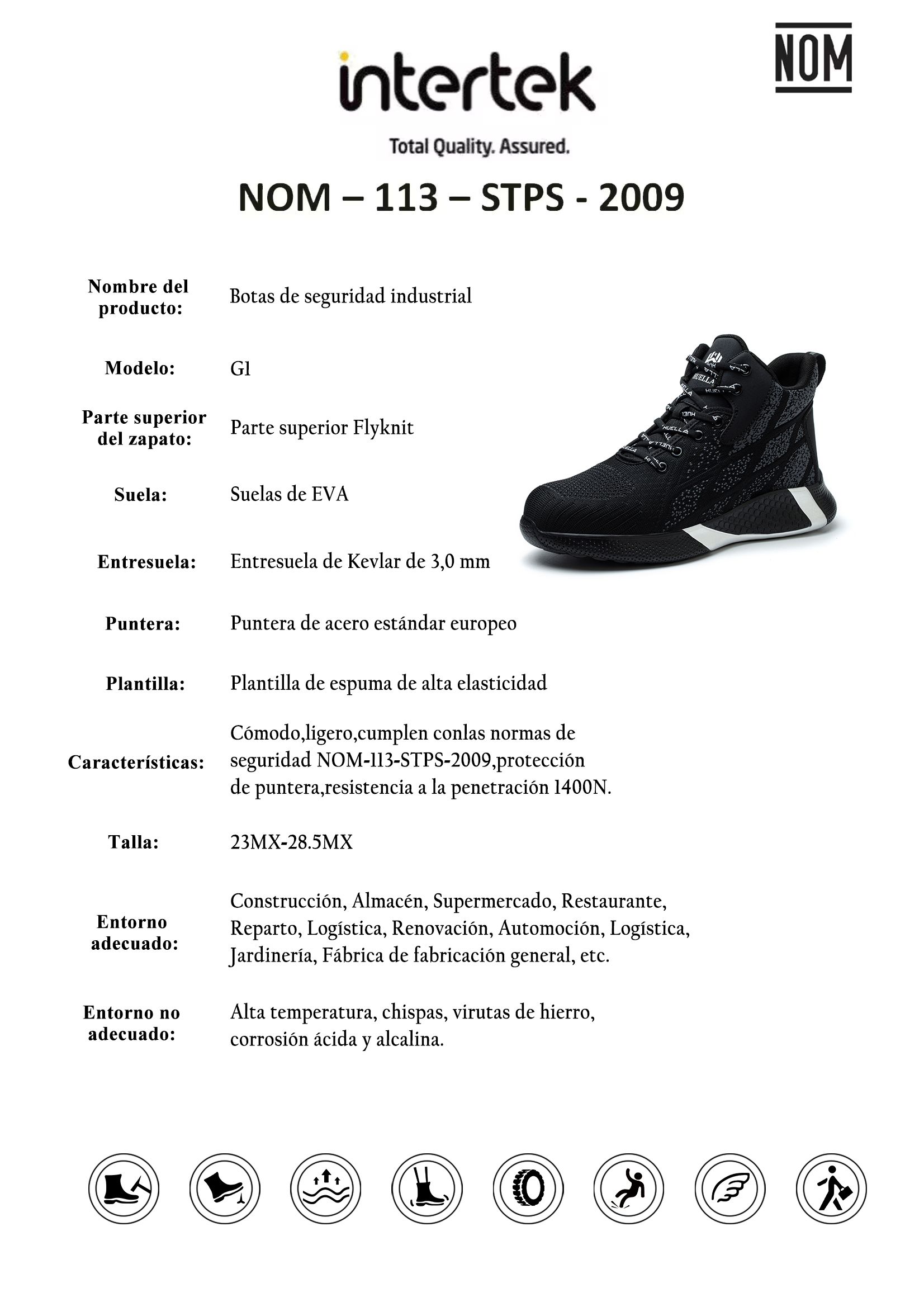HACKLEY G9 Gris | Bota Industrial Alta Antiderrapante Punta de Acero NOM-113