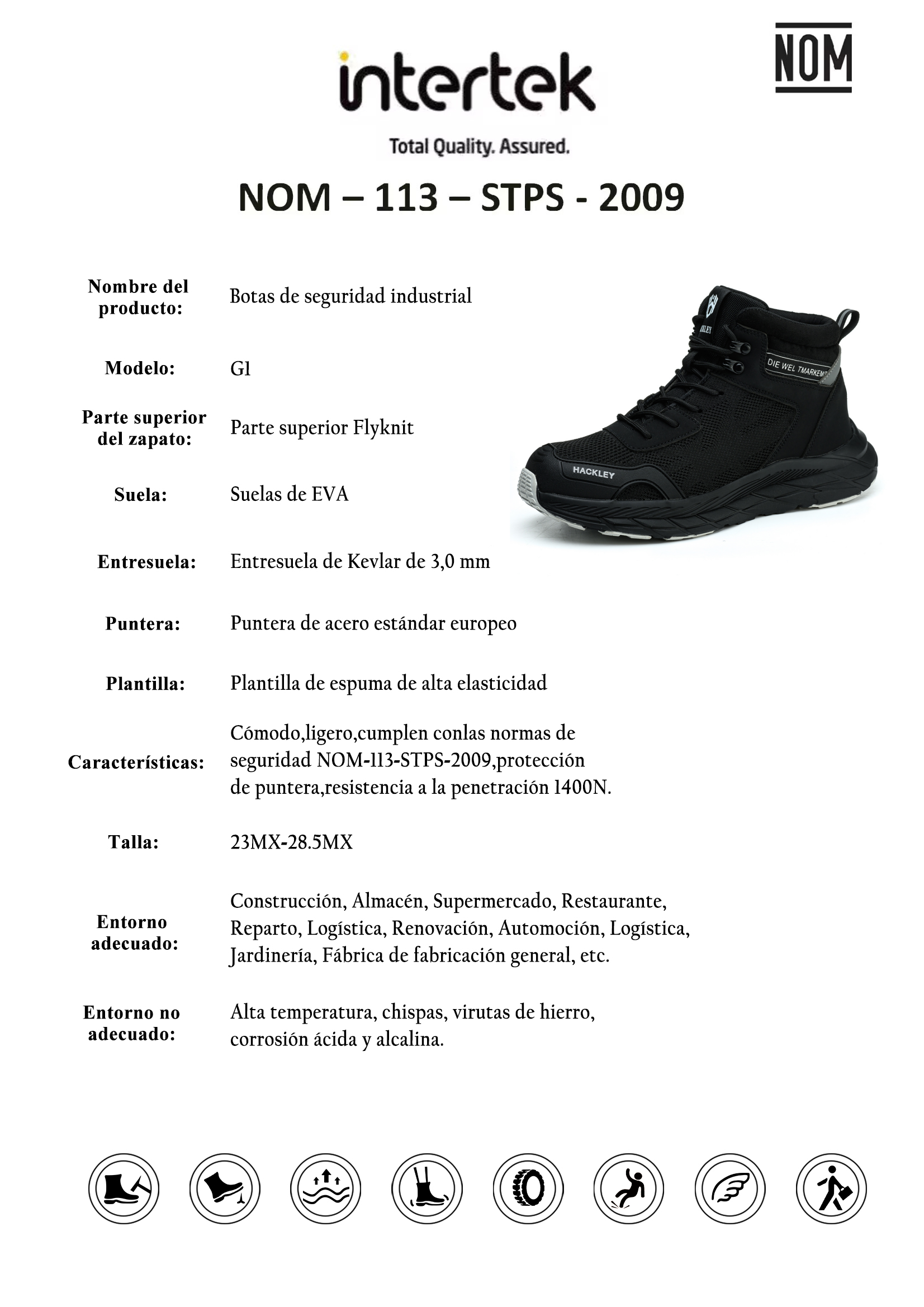 HACKLEY G5 Botas Tacticas de Alto Rendimiento Punta de Acero NOM-113