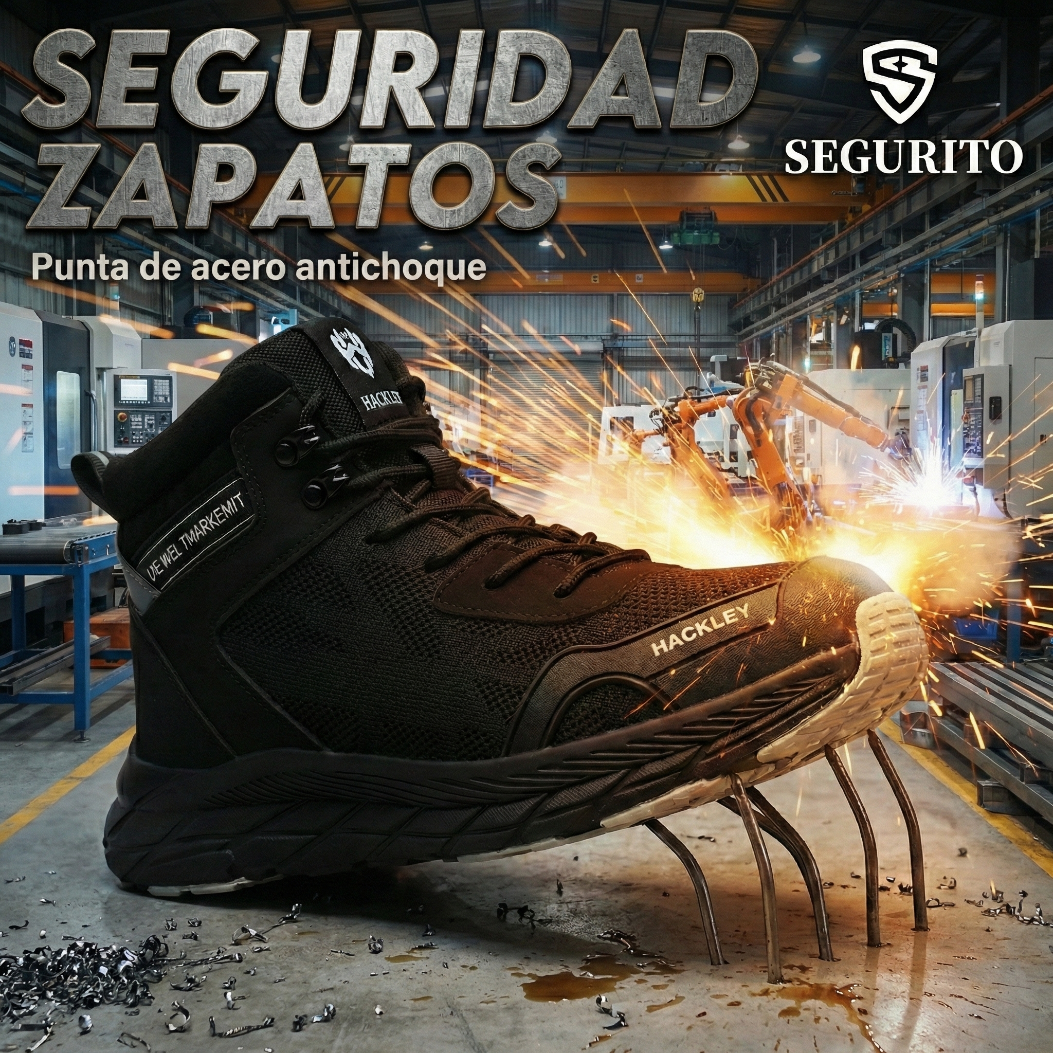 SEGURITO Industrial Safety Shoes, Steel Toe Impact & Puncture Resistant, Black