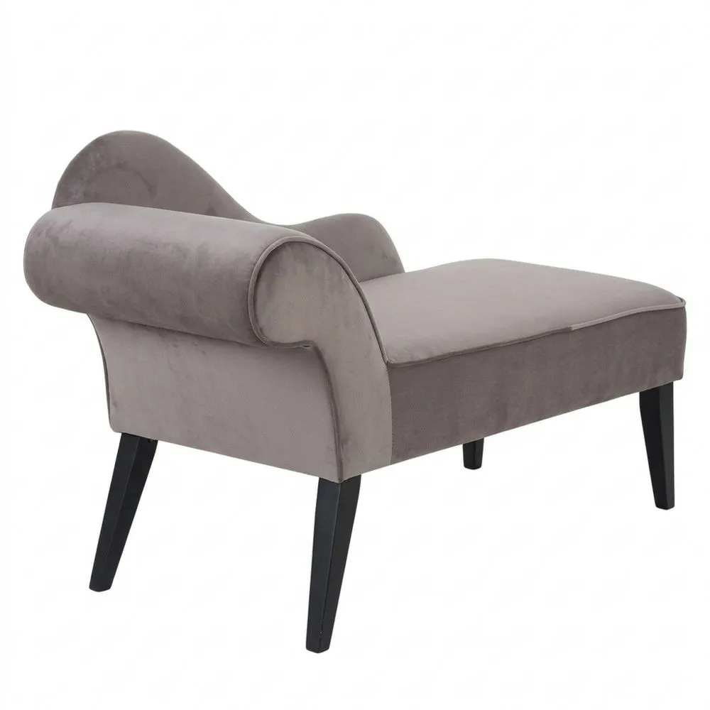 Chaise Longue Tapizada en Tela Topo con Patas de Madera Oscura Estilo Glam Izquierda