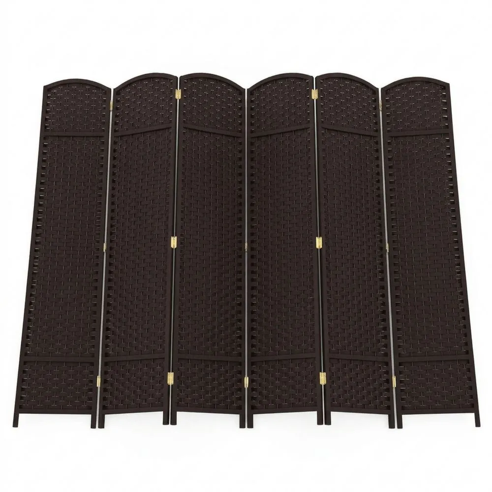 Biombo de 6 Paneles para Interior, Separador de Espacios de Madera Maciza, 240 x 170 cm, Protección de Privacidad (Color Café)