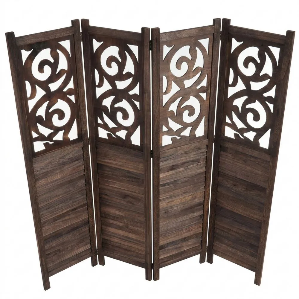 Separador de Ambientes para Ventana, Decorativo ~ 170 x 160 cm, Marrón