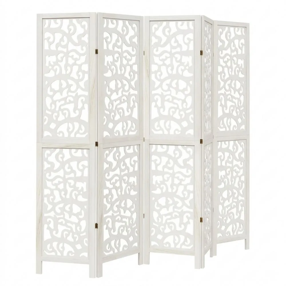 Biombo de 3 Paneles de Madera Maciza Blanca para Oficina