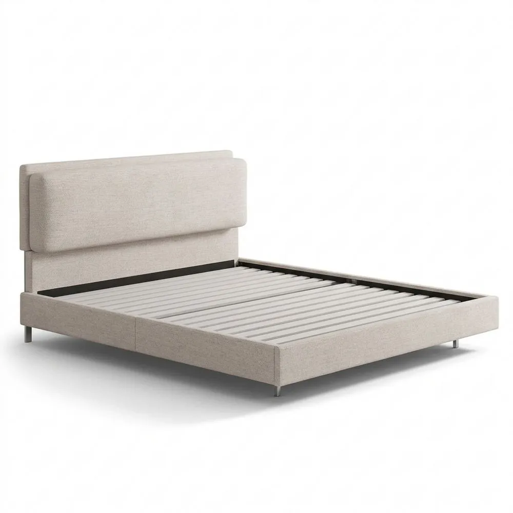 Cama Doble Acolchada 180 x 200 cm con Base de Lamas para Dormitorio