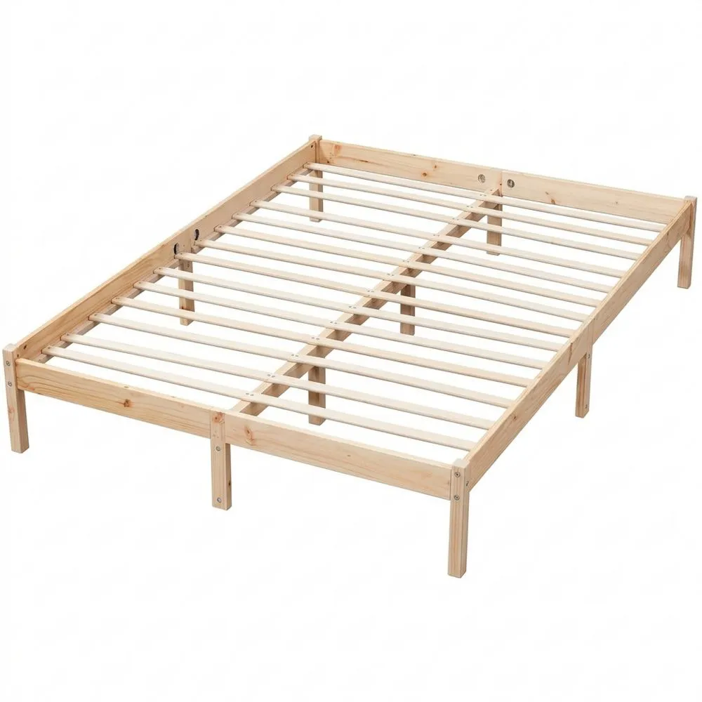 Cama Doble Extra Larga sin Colchón, Madera de Pino 200 x 220 cm