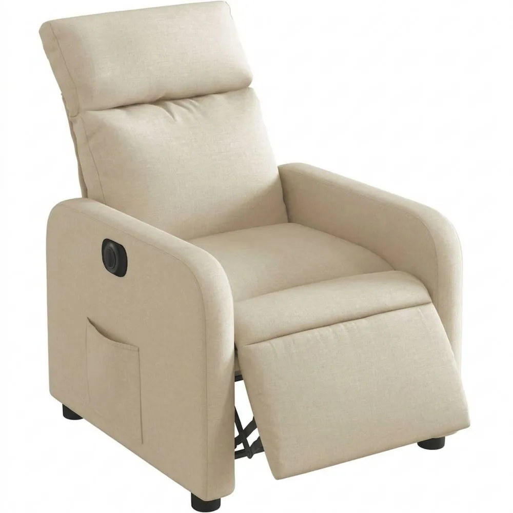 Sillón Eléctrico Reclinable de Tela Crema para Mayores