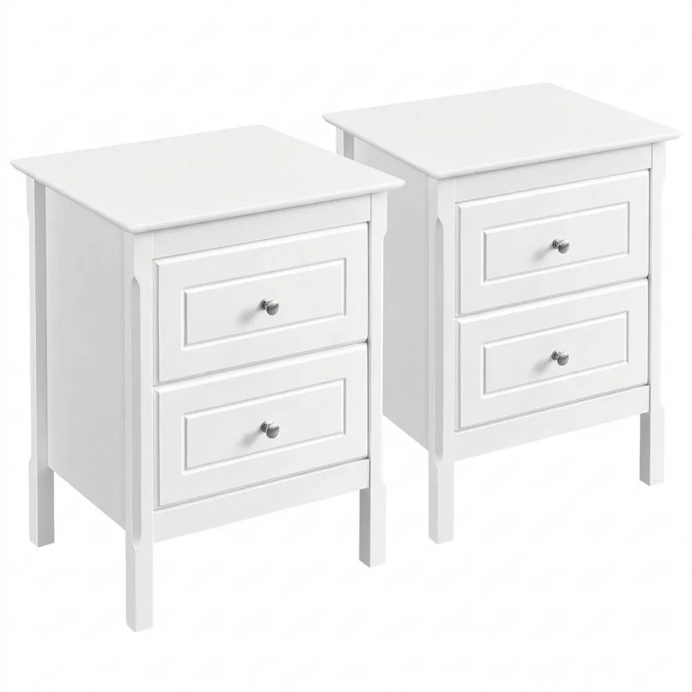 Mesitas de Noche con Cajones Amplios y Patas de Pino