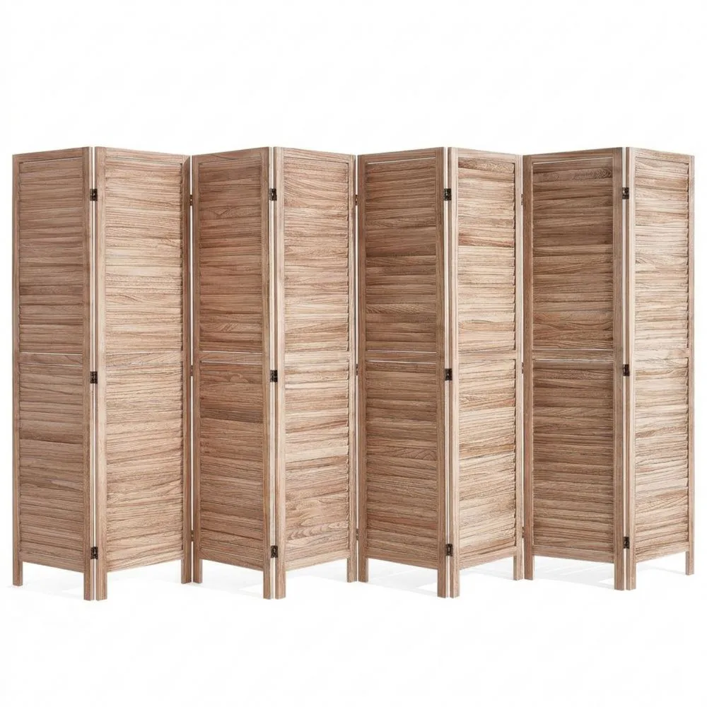 Biombo de Madera Plegable de 8 Paneles 170 cm para Separación de Espacios