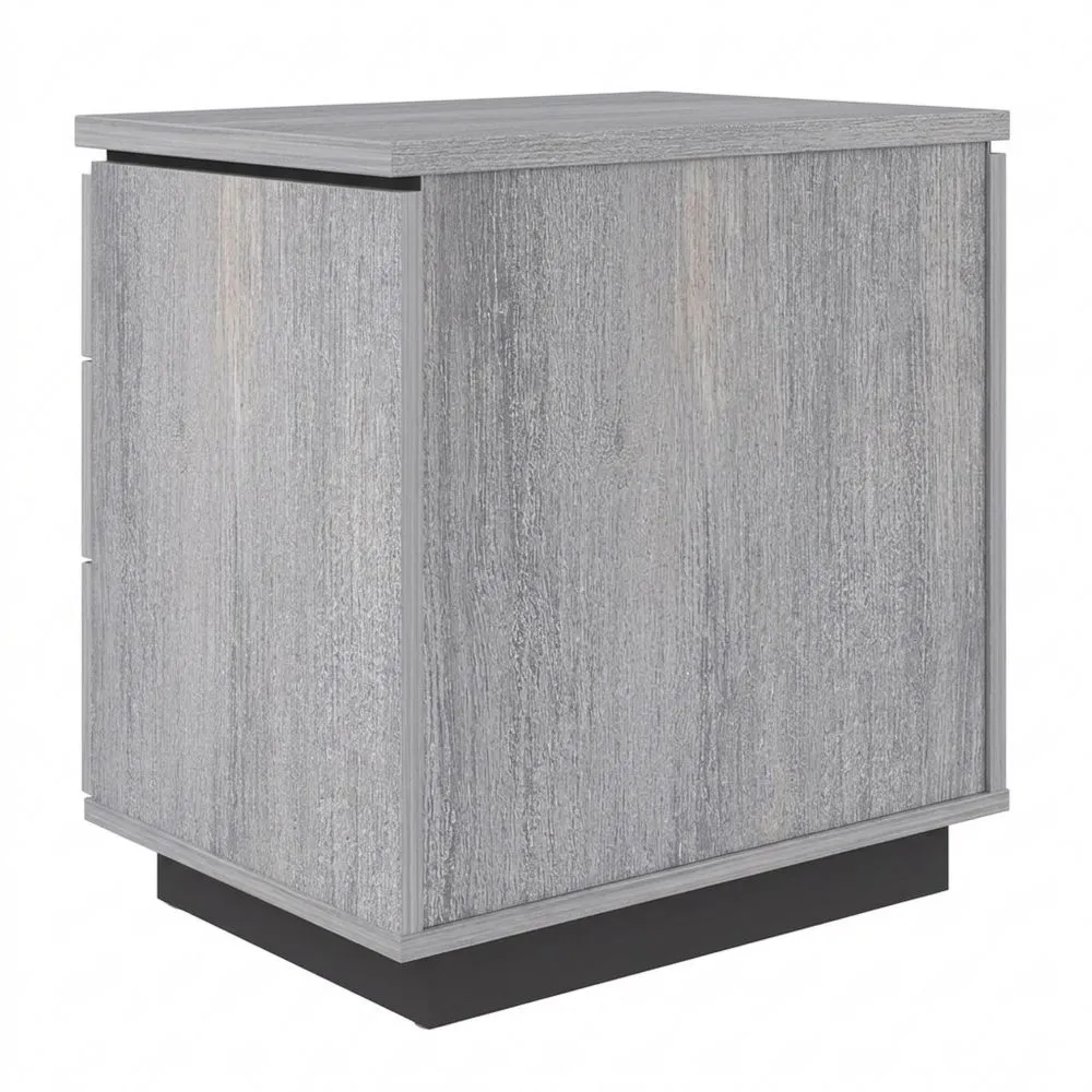 Mesita de Noche con 3 Cajones y Luces LED en Roble Nórdico