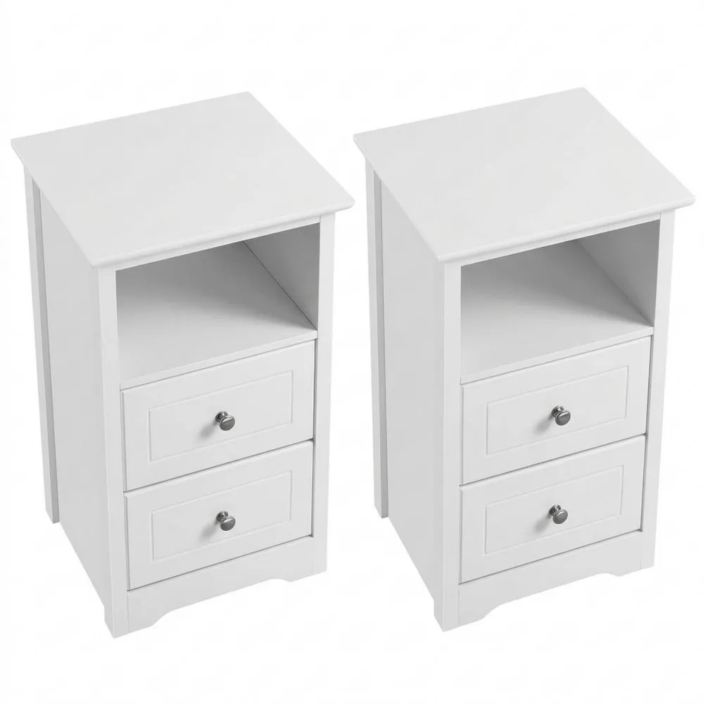 Mesas de Noche Vintage con 2 Cajones 40 x 35 x 60 cm para Dormitorio