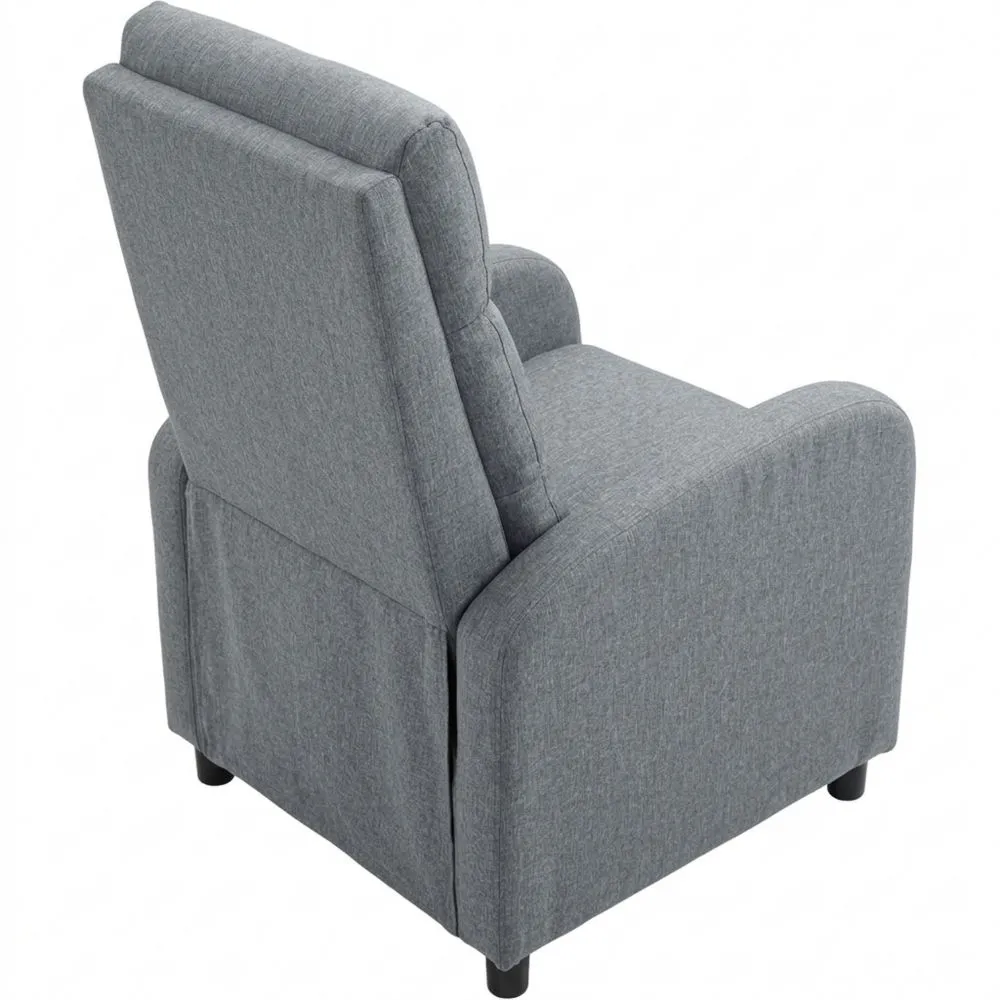 Sillón Reclinable Manual, Asiento de Relajación de Lino con Reposapiés y Respaldo Alto