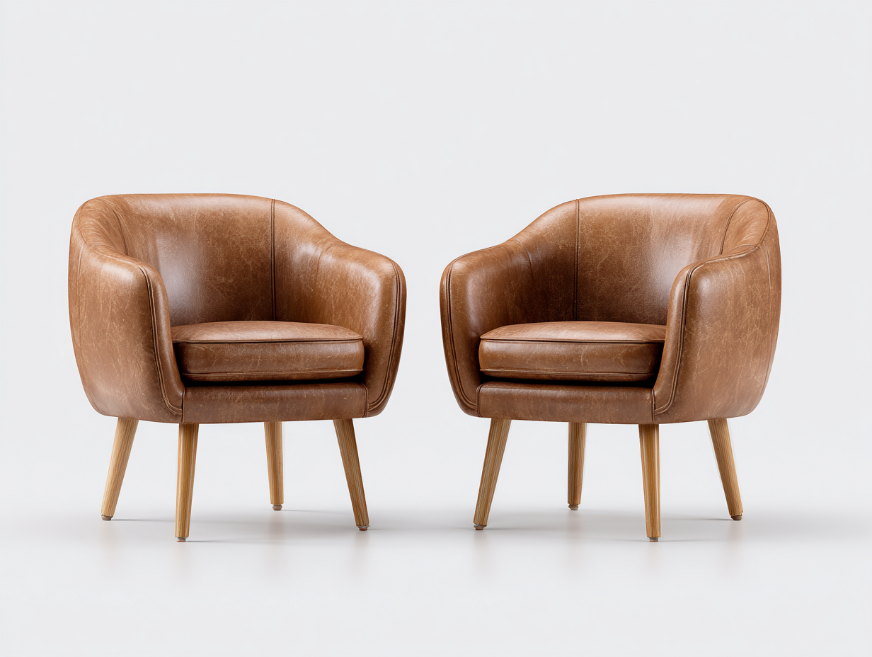 Chaise de salle à manger en cuir avec pieds en bois 58x60x82 cm - Marron - Style moderne pour intérieur-Livexmodecor