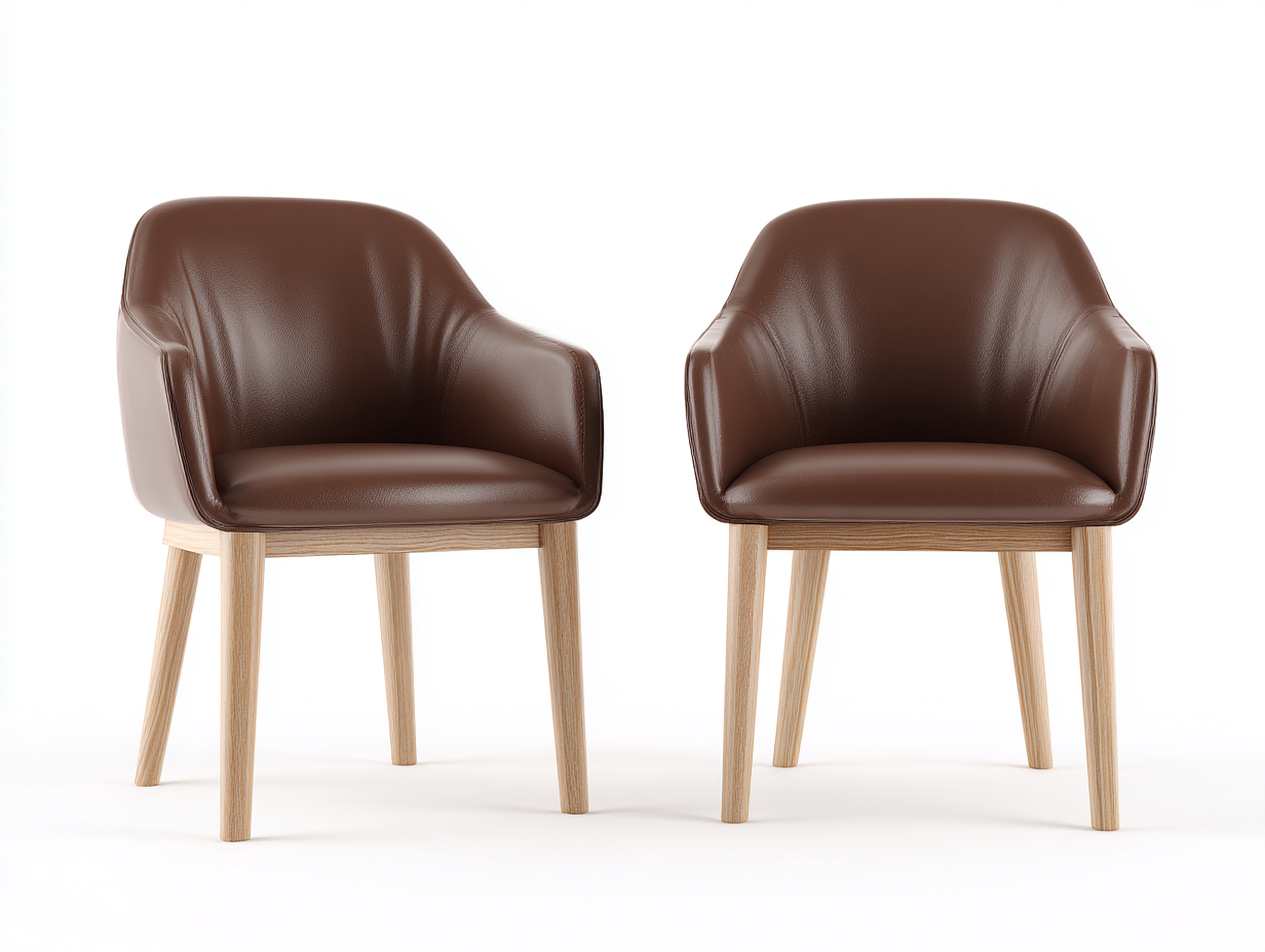 Chaise de salle à manger en revêtement aspect cuir 55x55x80 cm - marron - style moderne-Livexmodecor