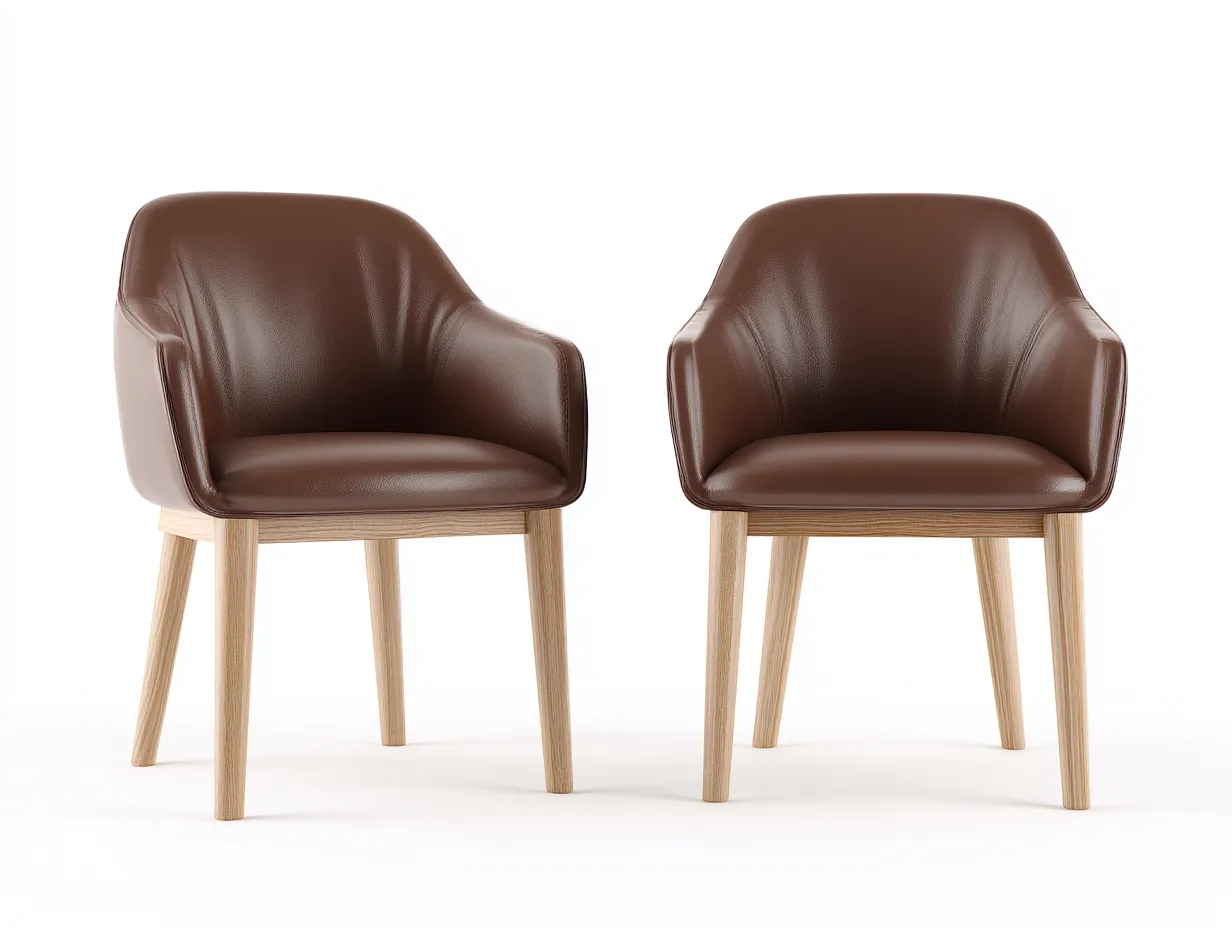 Chaise de salle à manger en revêtement aspect cuir 55x55x80 cm - marron - style moderne-Livexmodecor