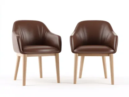 Chaise de salle à manger en revêtement aspect cuir 55x55x80 cm - marron - style moderne-Livexmodecor