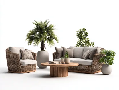 Canapé de jardin en résine tressée 3 places avec table 200x80x75 cm - marron-beige - style naturel-Livexmodecor