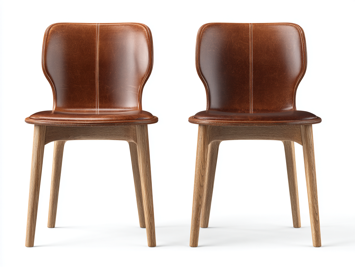 Chaise de salle à manger en similicuir avec pieds en bois - 52x50x80 cm - marron-bois - style moderne-Livexmodecor