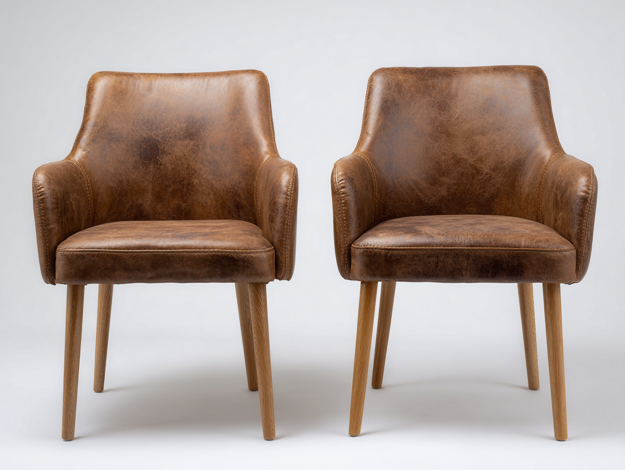 Chaise de salle à manger en similicuir avec structure en bois - 58x55x82 cm - marron-bois - style contemporain-Livexmodecor