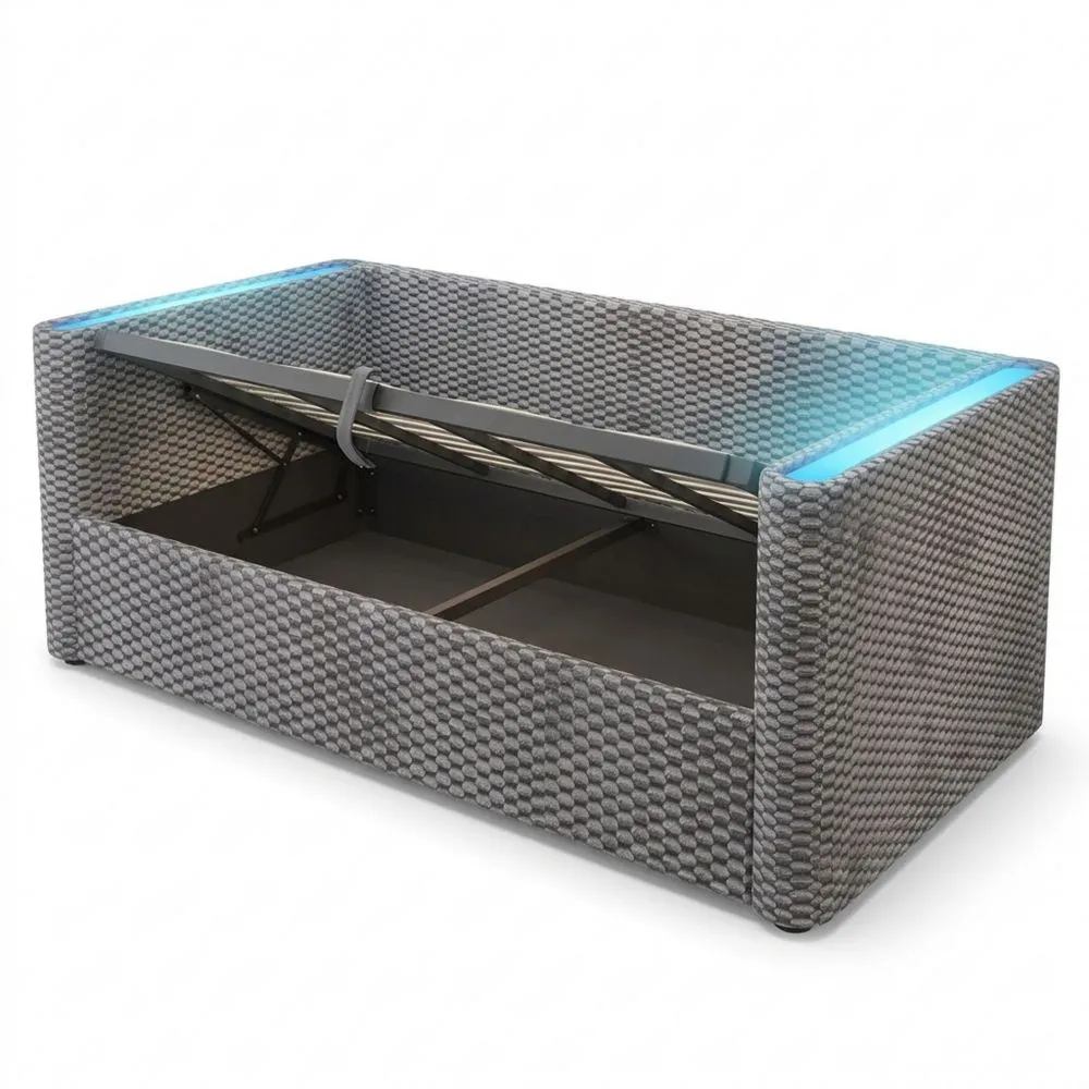 Sofá cama 90 x 200 cm con espacio de almacenamiento hidráulico y reposabrazos ecológico