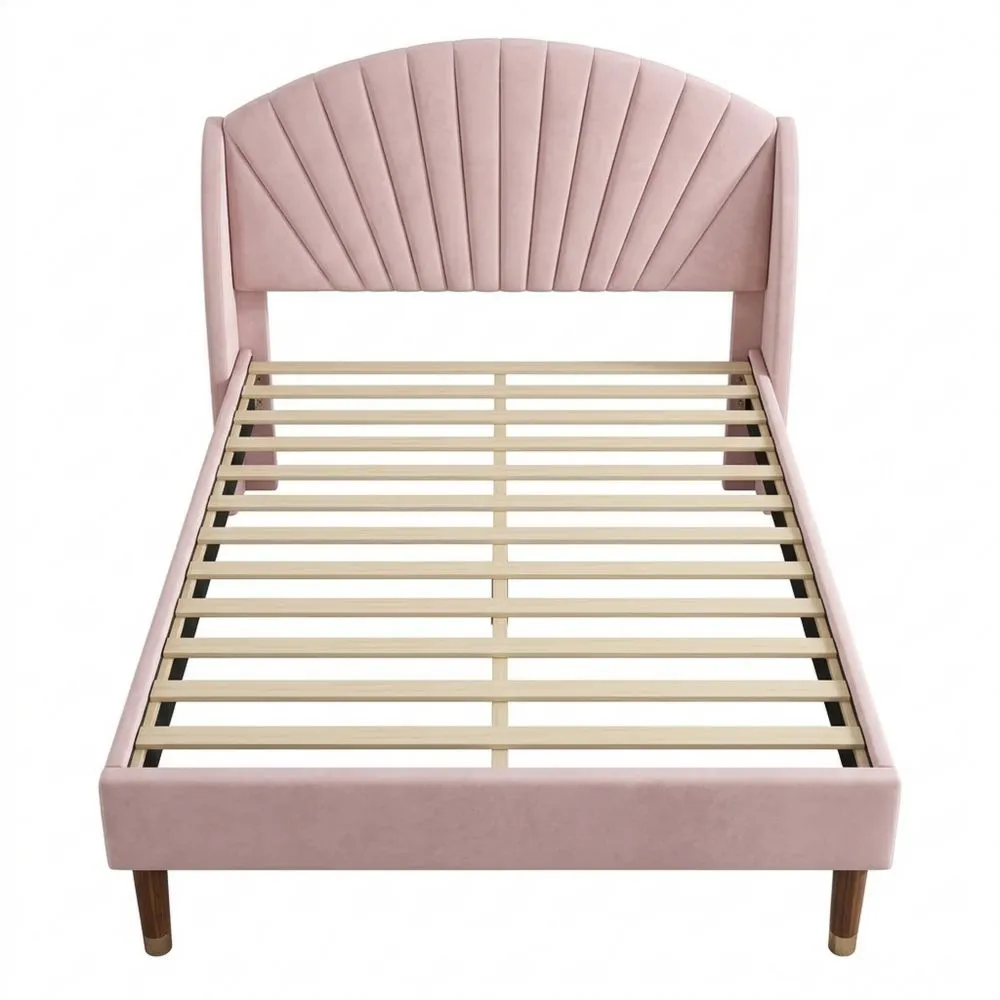 Cama Individual Tapizada con Almacenaje, Cabecero y Base de Lamas