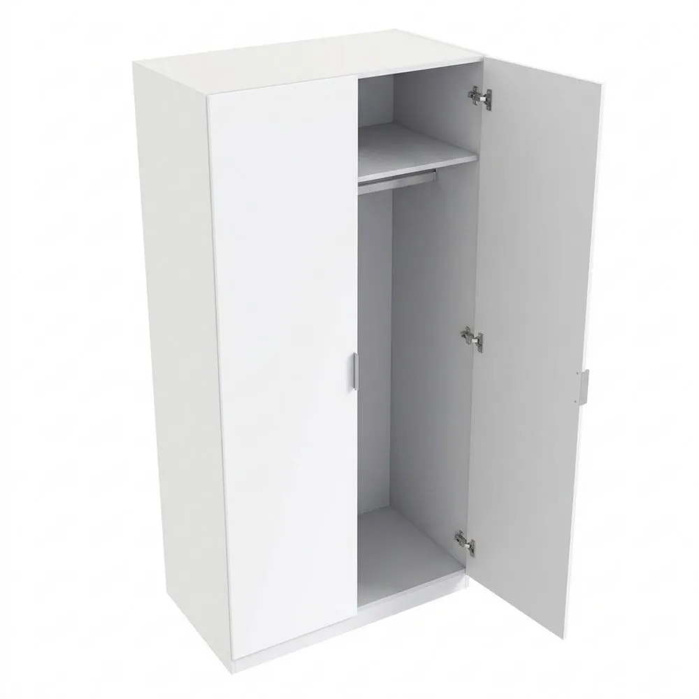 Armario de 2 puertas para dormitorio en blanco mate