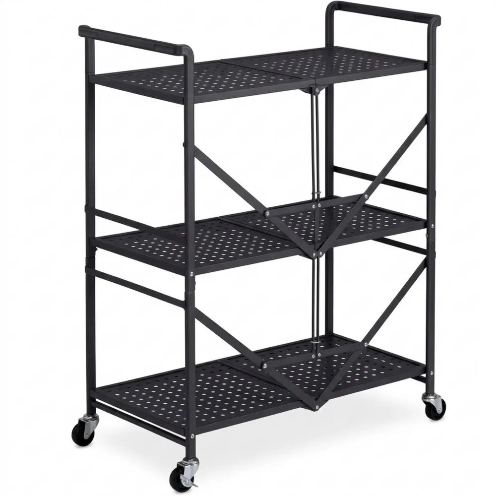 Carro de Almacenamiento Plegable de 3 Niveles para Cocina, Oficina o Dormitorio