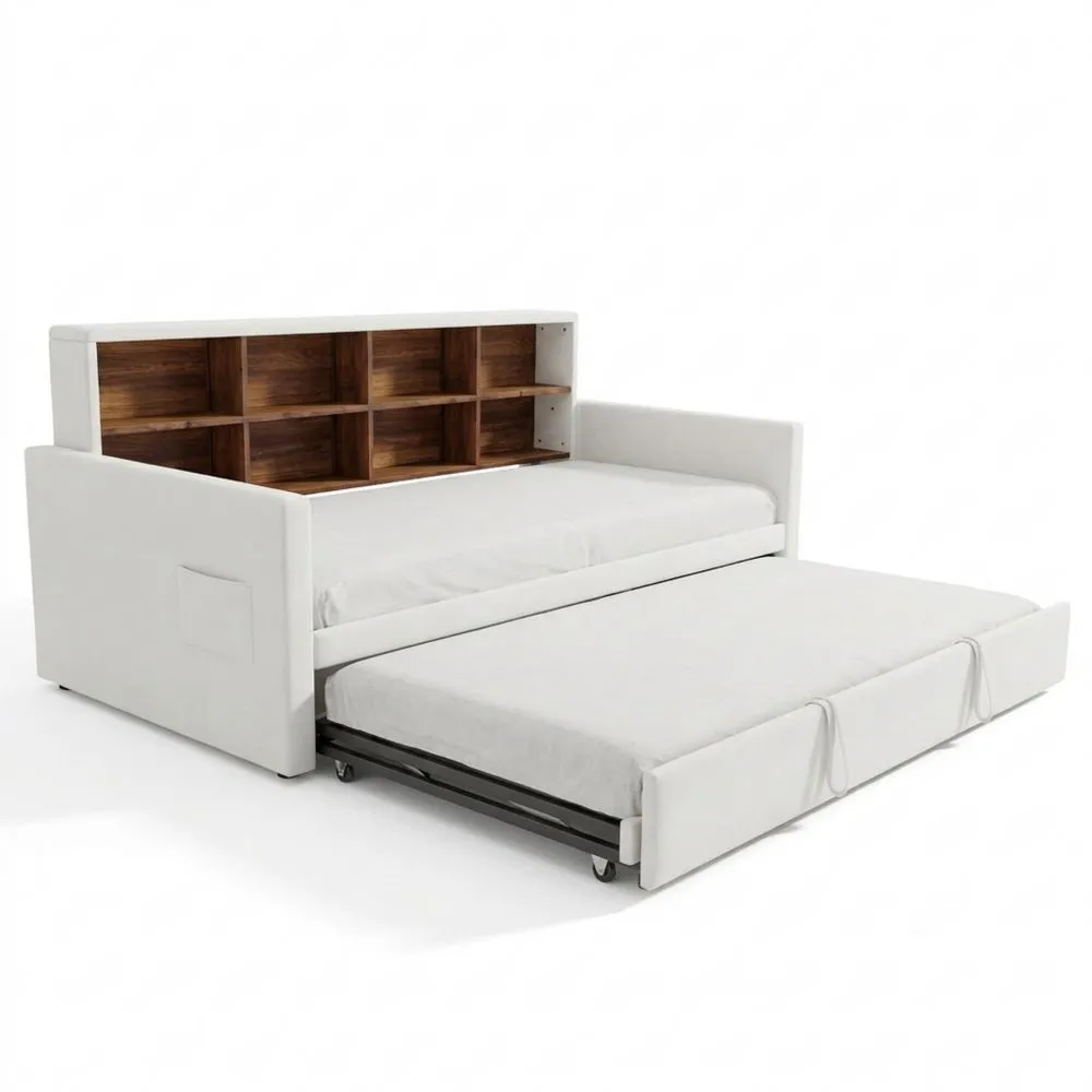 Sofá cama acolchado ajustable de terciopelo con almacenamiento