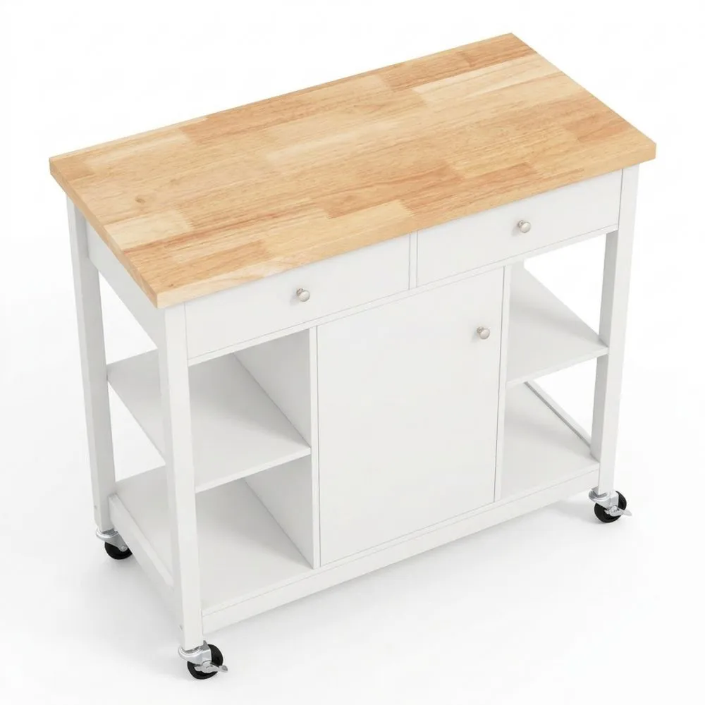 Carrito de Cocina con Ruedas y Estanterías Abiertas