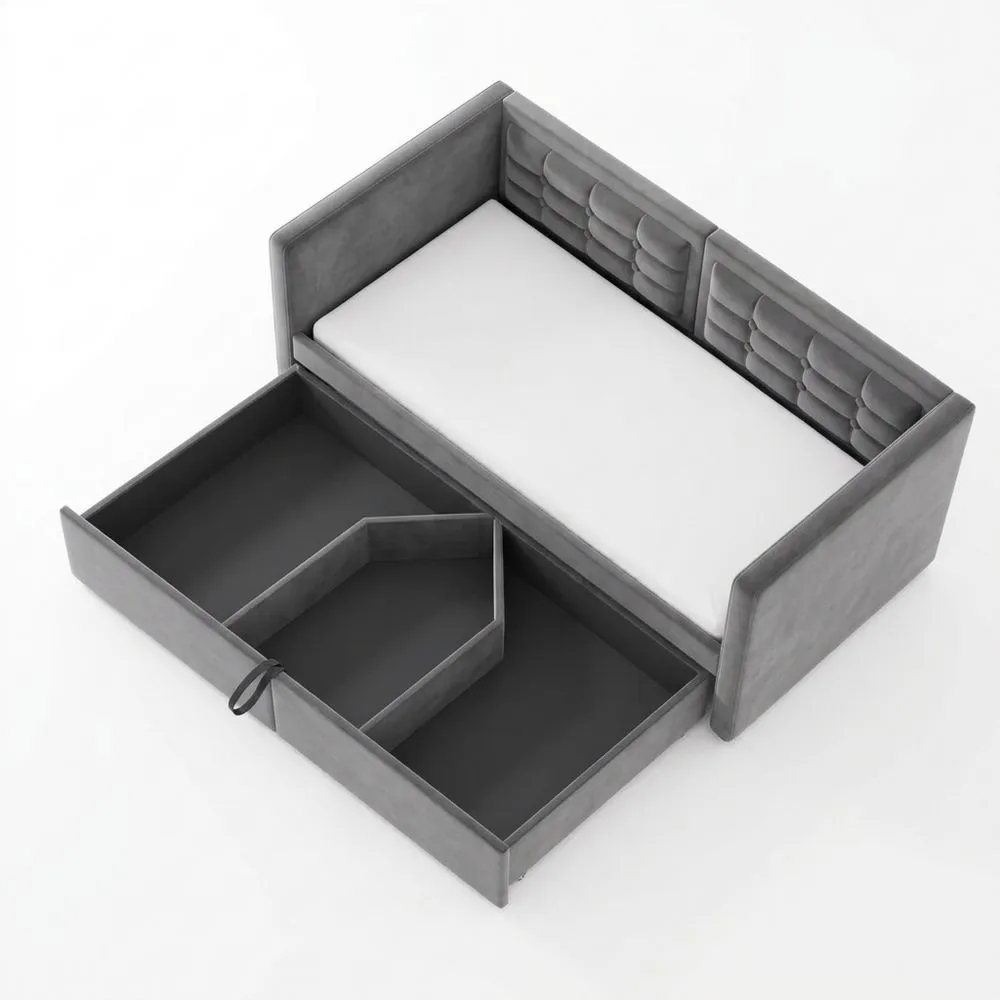 Sofá Cama Individual con Almacenamiento Hidráulico y Estación de Carga USB y Tipo-C