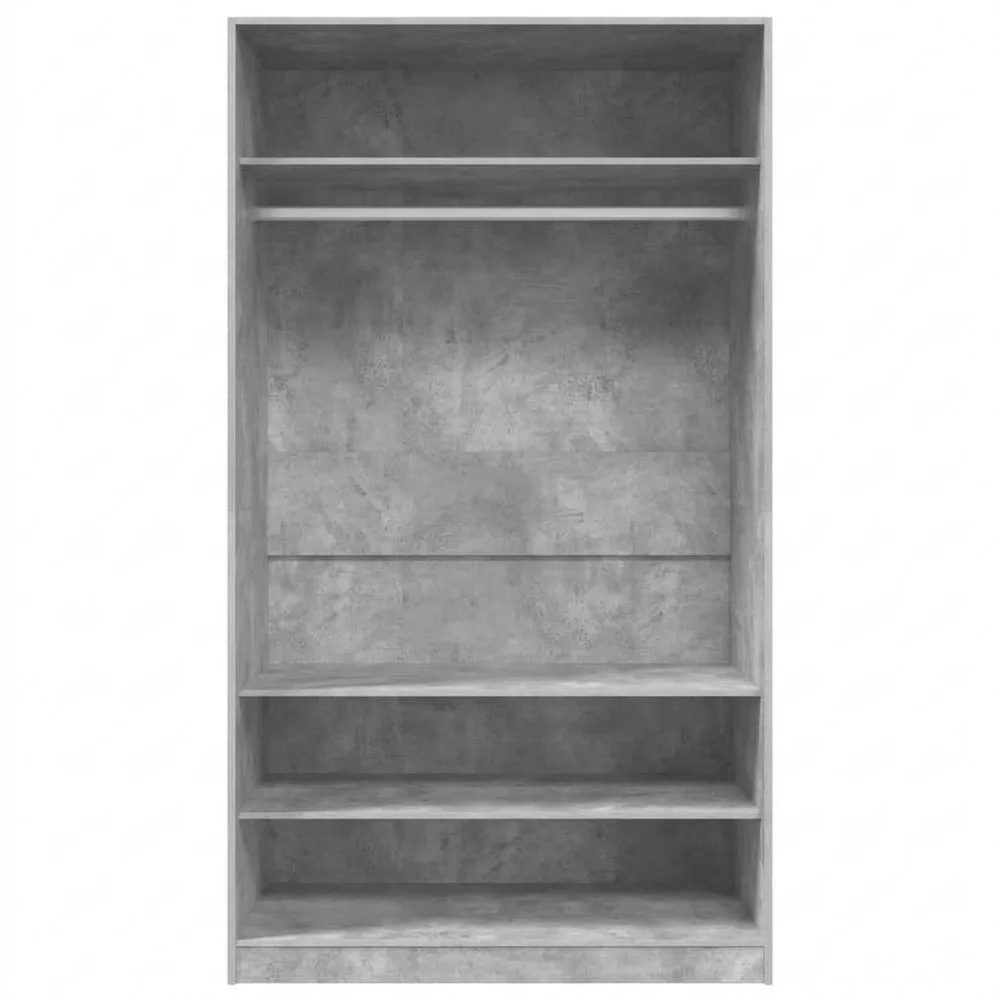 Armario de Madera Contrachapada para Almacenamiento de Ropa y Accesorios, Gris Hormigón, 100x50x200cm