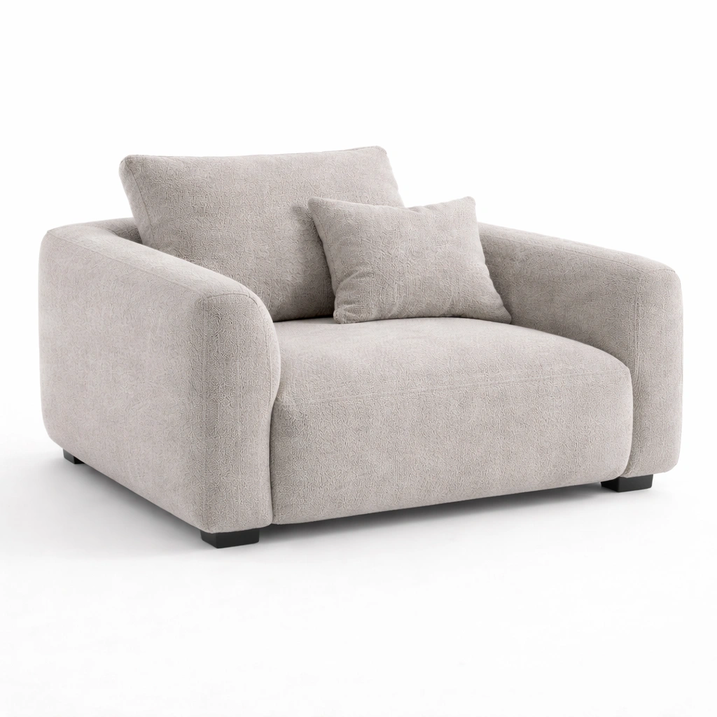 Moderner Sessel Stoff Grau mit breiter Sitzflaeche