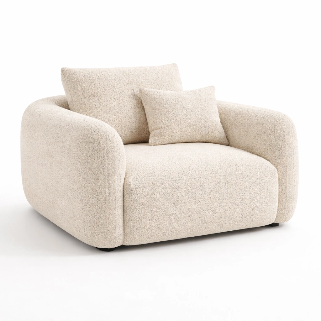 Komfort Sessel Stoff Beige weich gepolstert