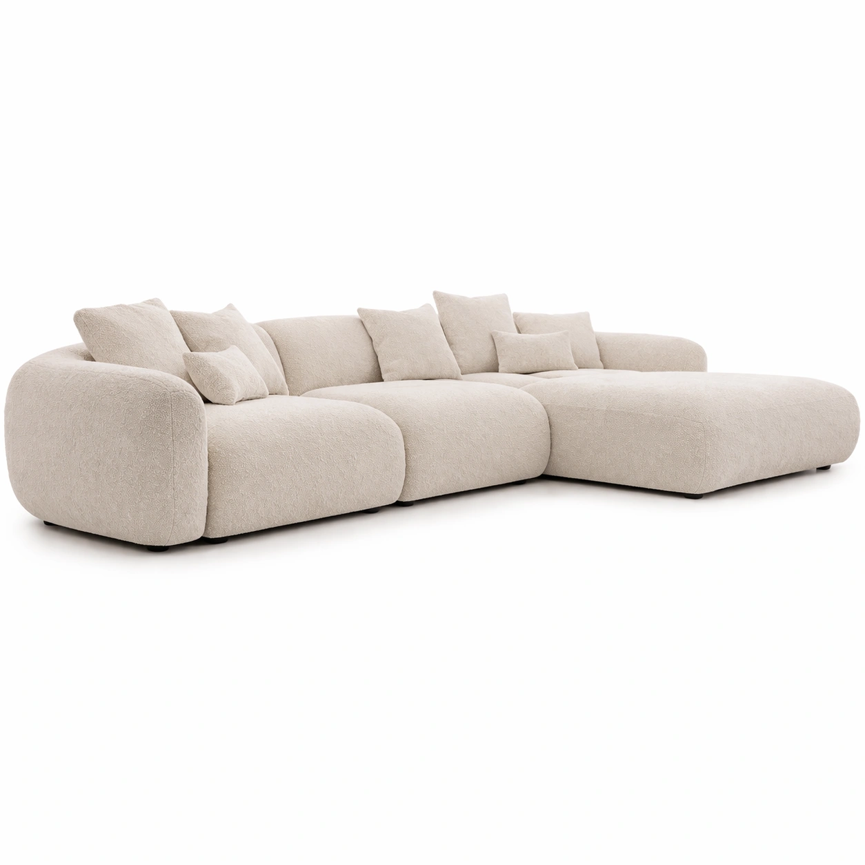 Designer Sofa Stoff Beige rundes Design gross