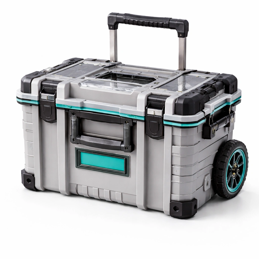 Werkzeugkoffer mit Rollen Kunststoff Grau Transportbox Gross