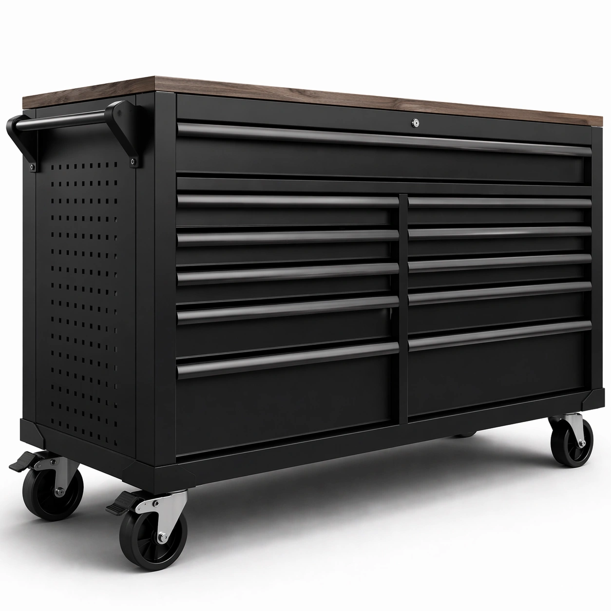 Werkstatt Werkzeugschrank Metall Schwarz mit Rollen Gross