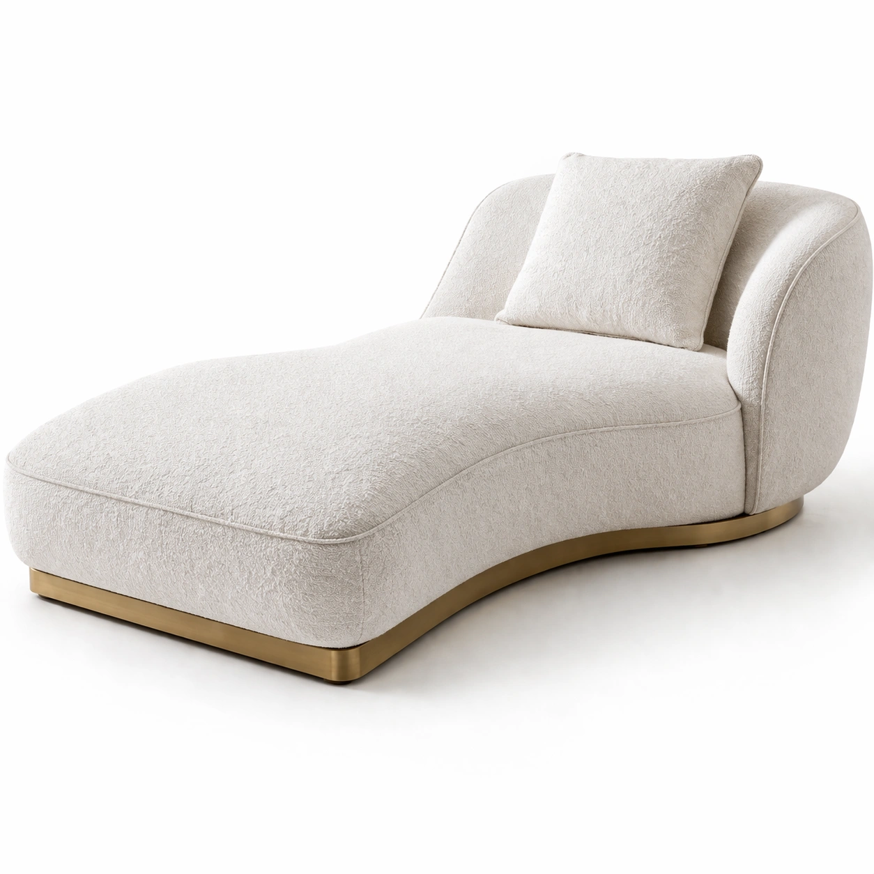 Designer Chaiselongue Boucle Weiss Gold Basis