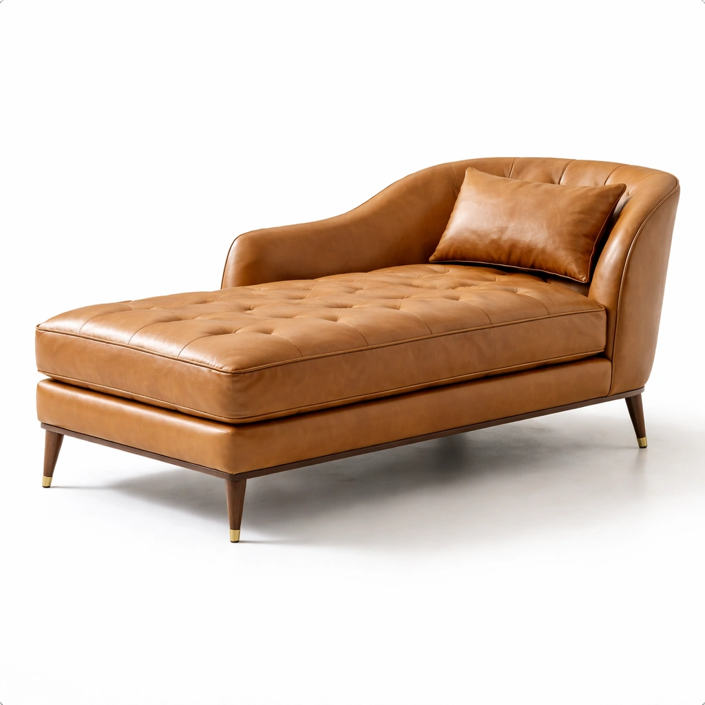 Klassische Leder Chaiselongue Braun