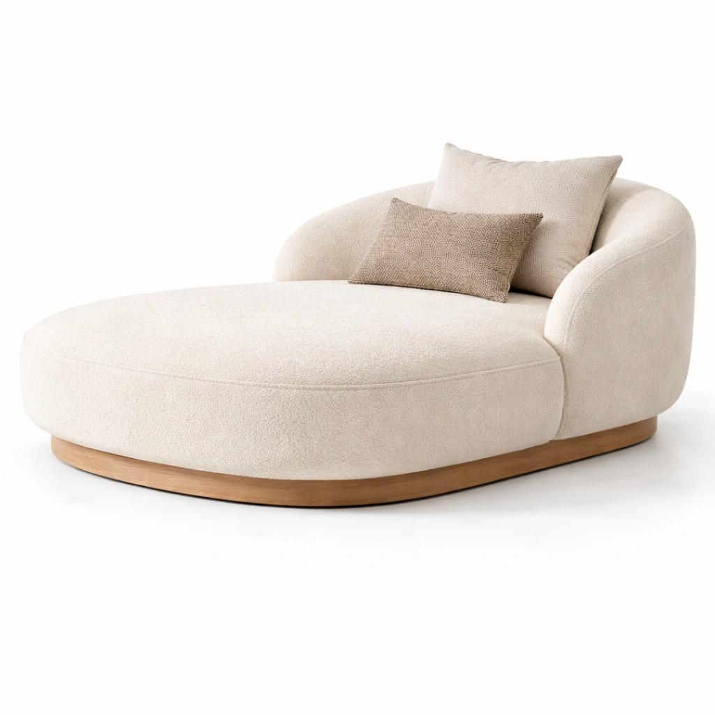 Rund Lounge Sessel Stoff Beige