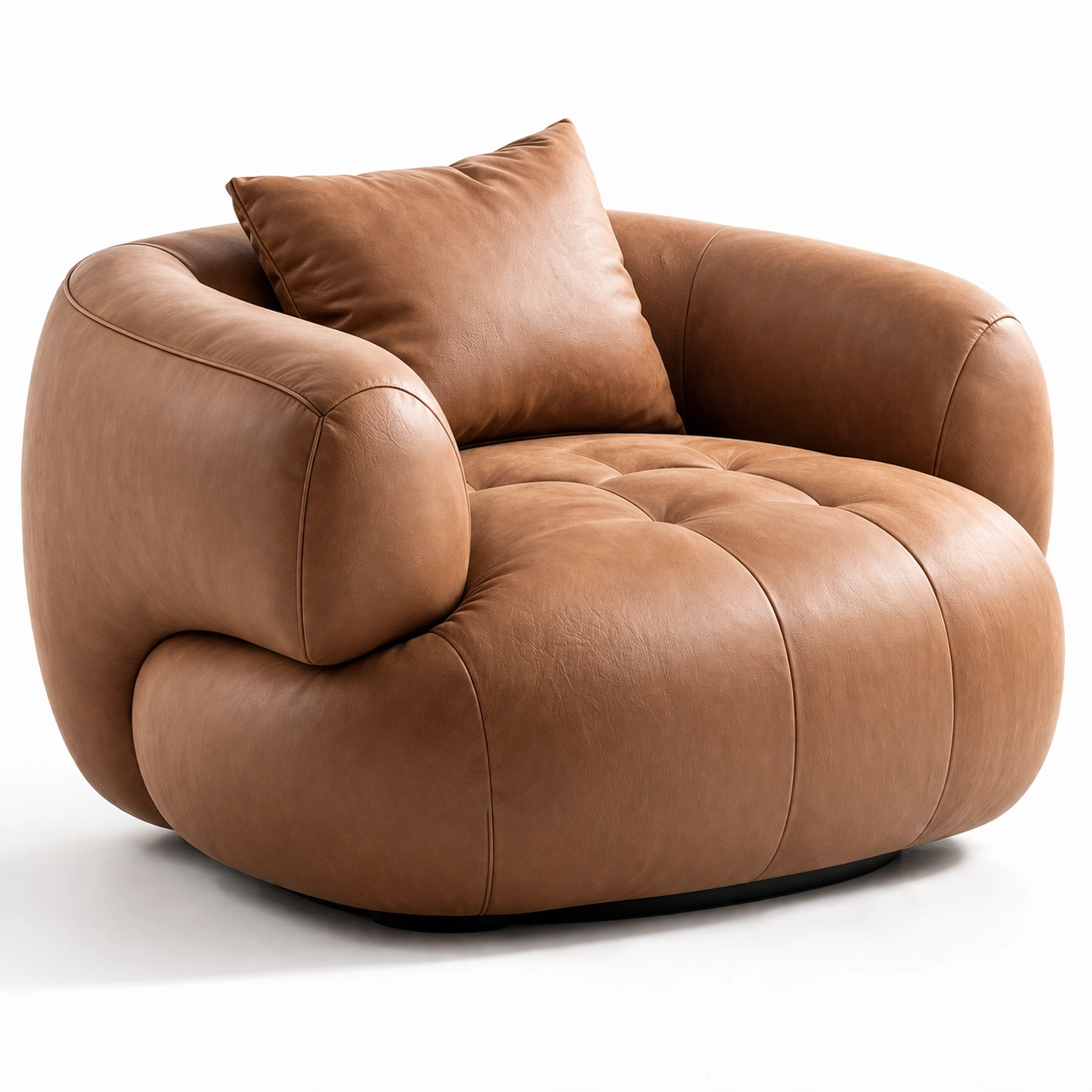 Leder Sessel Braun Rund Design