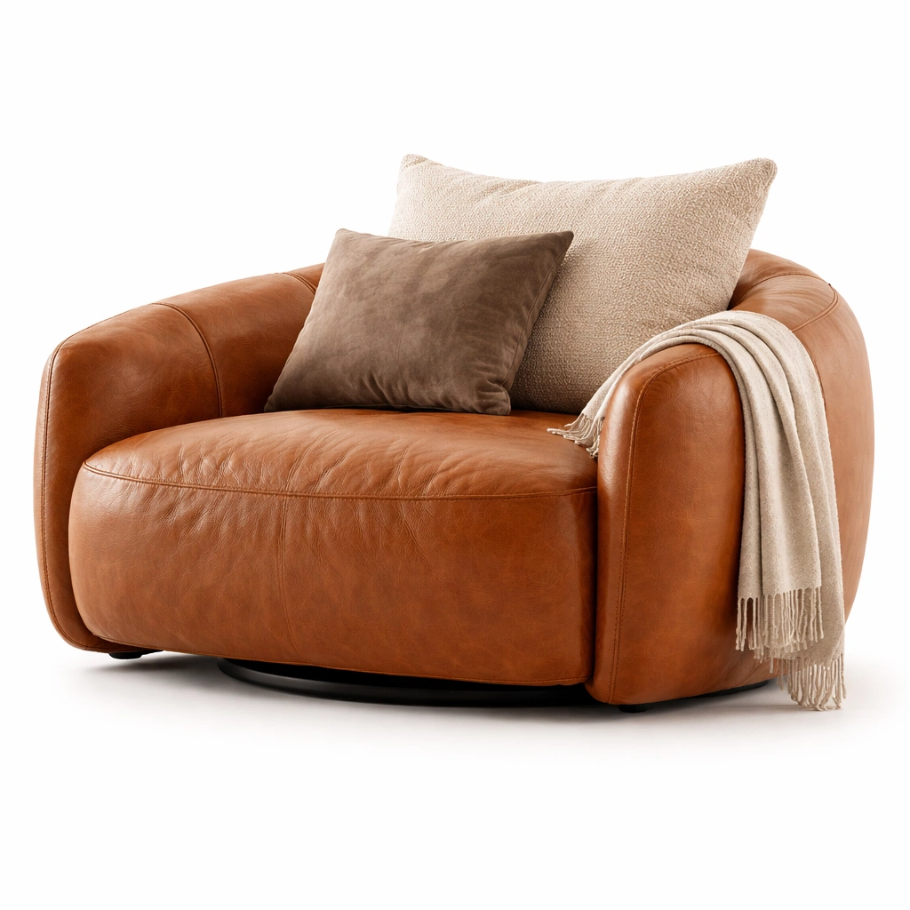 Ecksofa Stoff Beige Rund Design